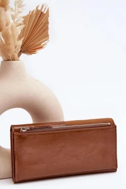 Clearance Damski Portfel Zapinany Na Magnes Brązowy Harmale Portfele