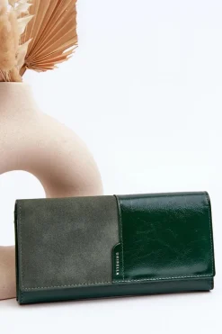 Online Boto Damski Portfel Zapinany Na Magnes Ciemnozielony Harmale