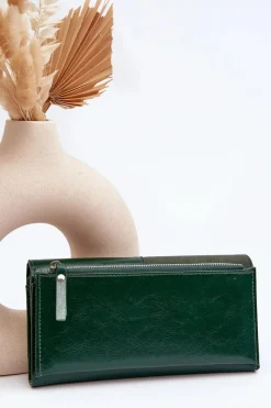 Online Boto Damski Portfel Zapinany Na Magnes Ciemnozielony Harmale