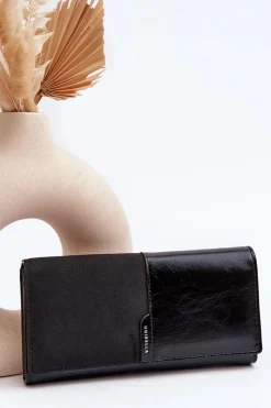 Sale Damski Portfel Zapinany Na Magnes Czarny Harmale Portfele