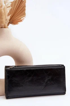 Sale Damski Portfel Zapinany Na Magnes Czarny Harmale Portfele