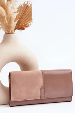 Portfele>Boto Damski Portfel Zapinany Na Magnes Beżowy Harmale