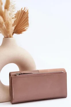 Portfele>Boto Damski Portfel Zapinany Na Magnes Beżowy Harmale