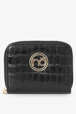 Portfele>Nobo Damski Portfel Ze Skóry Naturalnej Zwierzęcy Wzór Mały NPUR-LR0020-C020 Czarny