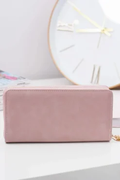 Sale Boto Damski Różowy Duży Portfel Brelok Złote Serce