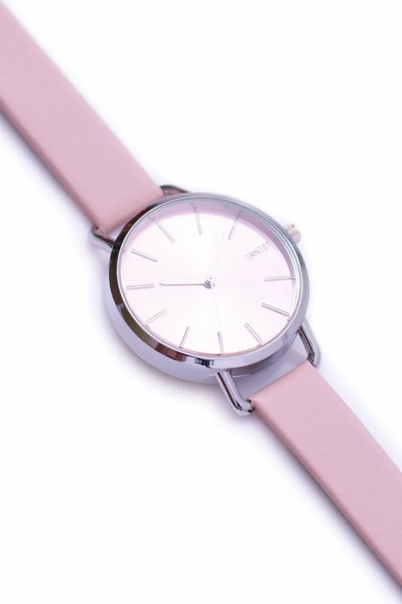 Zegarki>Ernest Damski Różowy Zegarek ze Srebrną Kopertą Contero