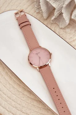 Zegarki>Ernest Damski Skórzany Analogowy Zegarek Bez Niklu Różowy E94195