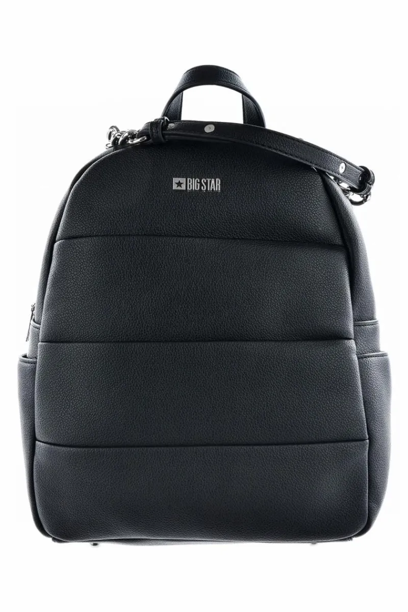 Plecaki>Big Star Shoes Damski Skórzany Plecak Big Star LL574016 Czarny