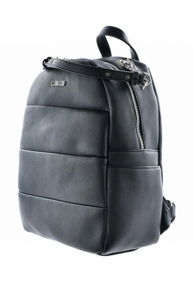 Plecaki>Big Star Shoes Damski Skórzany Plecak Big Star LL574016 Czarny