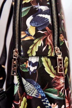 New Damski Skórzany Plecak M3170-C020 Ptaki Czarny Plecaki|Torebki Nobo