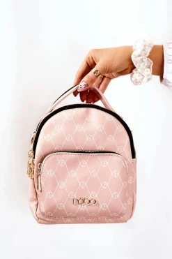 New Damski Skórzany Plecak L1341-C004 Różowy Plecaki|Torebki Nobo