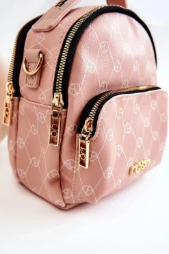 New Damski Skórzany Plecak L1341-C004 Różowy Plecaki|Torebki Nobo