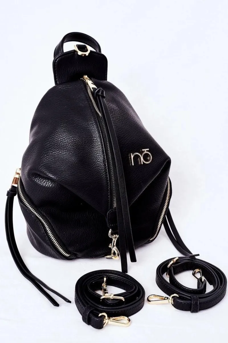 Plecaki|Torebki Nobo>Nobo Damski Skórzany Plecak Torebka 2w1 K3190 Czarny