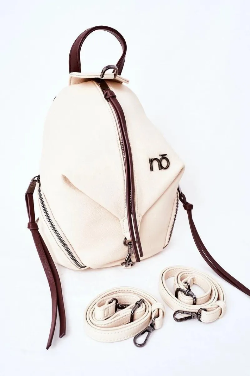 Outlet Nobo Damski Skórzany Plecak Torebka 2w1 K3190 Jasny Beż