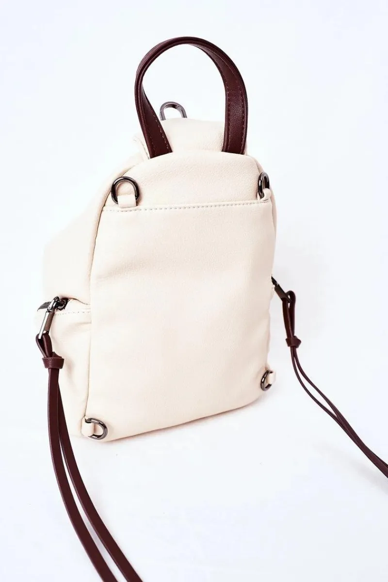 Outlet Nobo Damski Skórzany Plecak Torebka 2w1 K3190 Jasny Beż