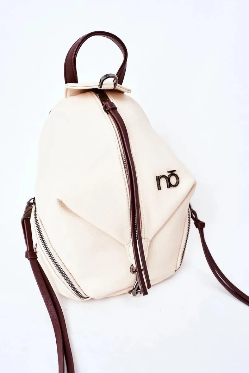 Outlet Nobo Damski Skórzany Plecak Torebka 2w1 K3190 Jasny Beż