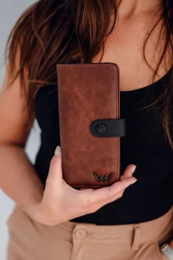 Outlet Boto Damski Skórzany Portfel Na Napę Brązowo-Czarny Florience