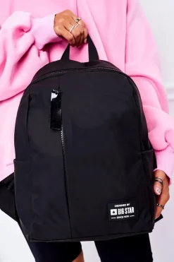 New Damski Sportowy Plecak Big Star HH574110 Czarny Plecaki