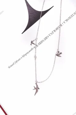 Naszyjniki></noscript>Boto Damski Srebrny Naszyjnik Jaskółka Cyrkonia Aida