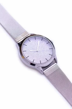 Clearance Michael John Damski Srebrny Zegarek Crux Różowy Brokat