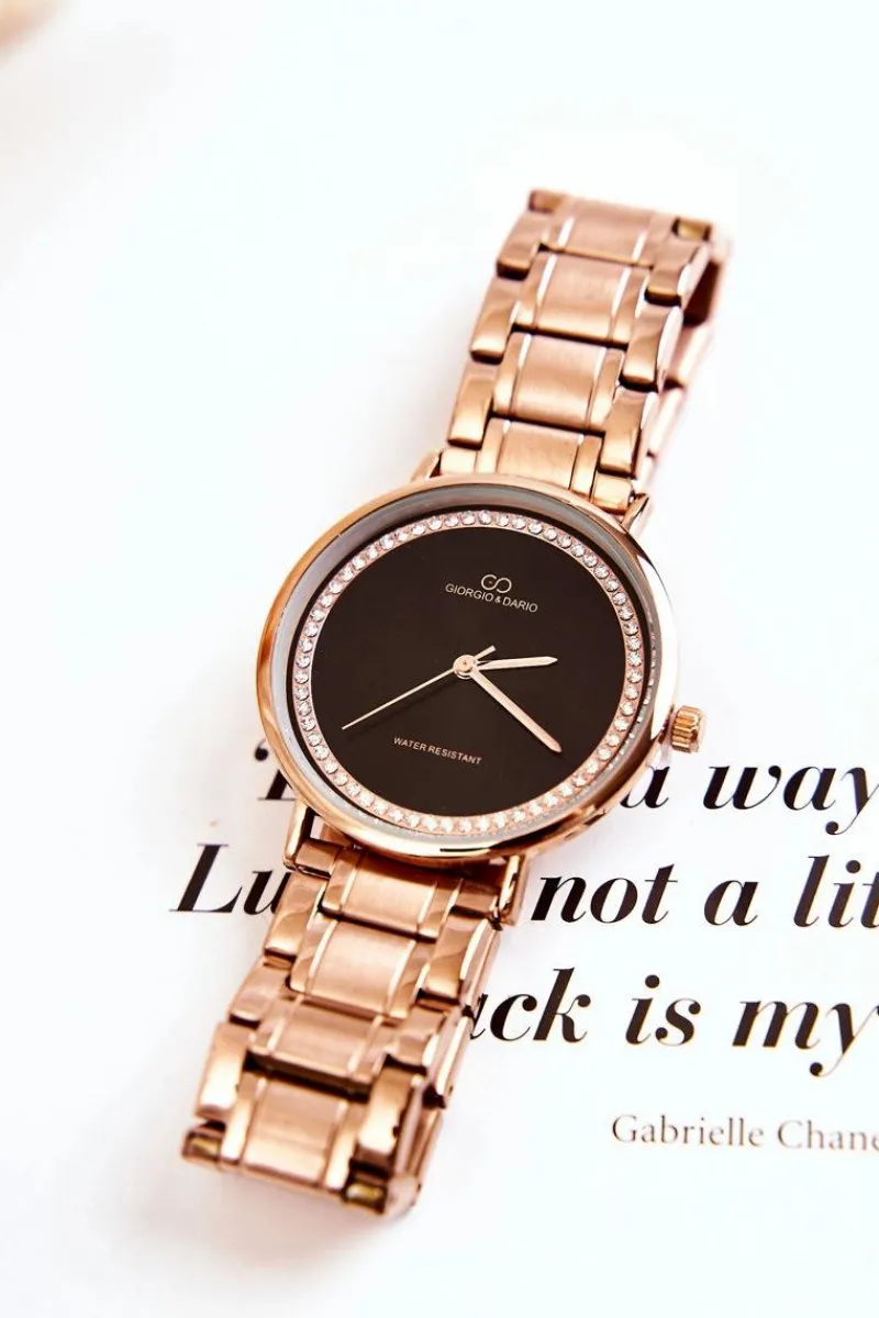 Sale Giorgio&Dario Damski Stalowy Zegarek Giorgio & Dario Z Cyrkoniami Różowe Złoto