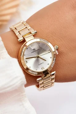 Sale Damski Stalowy Zegarek Z Cyrkoniami Złoty Zegarki