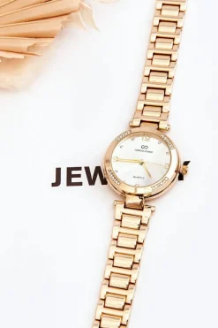 Sale Damski Stalowy Zegarek Z Cyrkoniami Złoty Zegarki