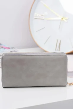 Portfele>Boto Damski Szary Duży Portfel z Frędzlem Brelok