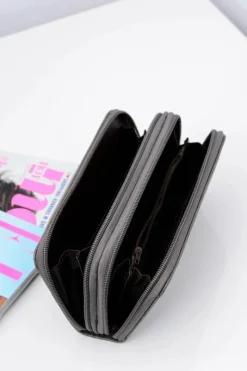 Clearance Boto Damski Szary Portfel Dwie Kieszenie Zamki