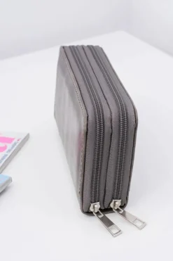 Clearance Boto Damski Szary Portfel Dwie Kieszenie Zamki