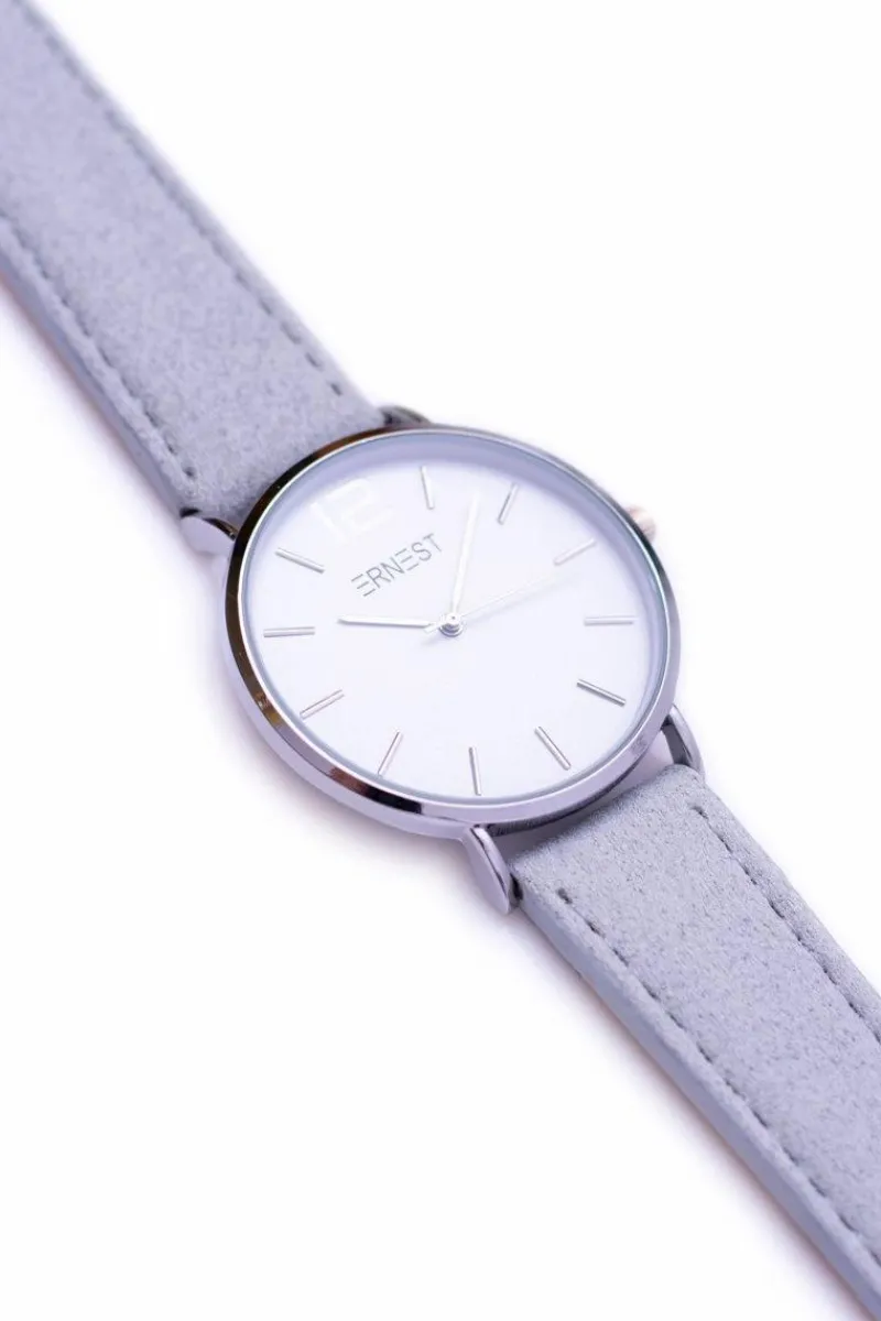 Hot Ernest Damski Szary Zegarek Srebrna Koperta Miami