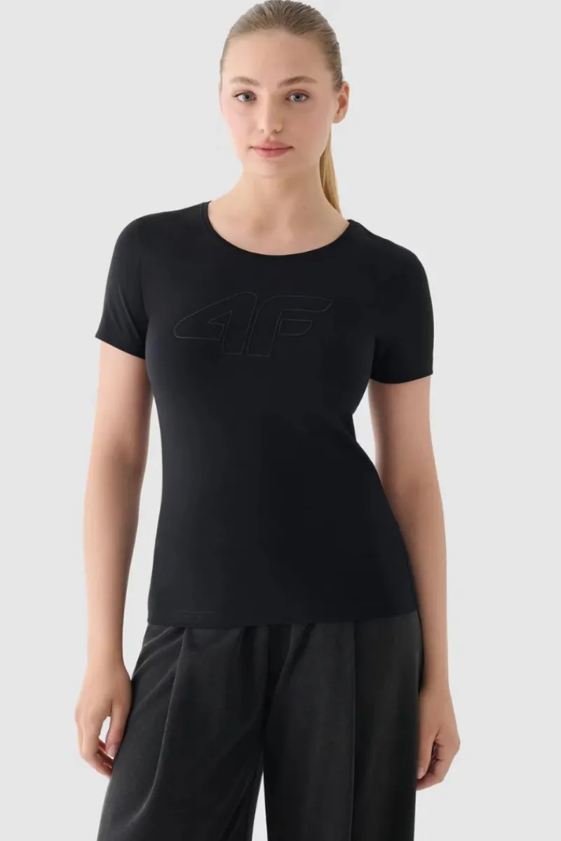Sale 4F Damski T-Shirt Z Nadrukiem WMM00TTSHF1846-20S Czarny