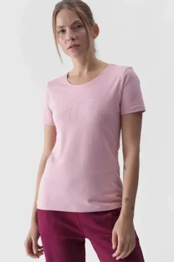 Sale 4F Damski T-Shirt Z Nadrukiem WMM00TTSHF1846-56S Różowy