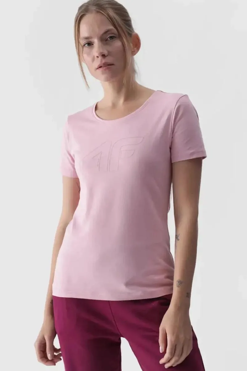 Sale 4F Damski T-Shirt Z Nadrukiem WMM00TTSHF1846-56S Różowy