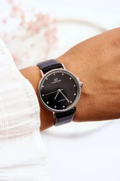 Online Damski Wodoodporny Analogowy Zegarek Czarny Zegarki