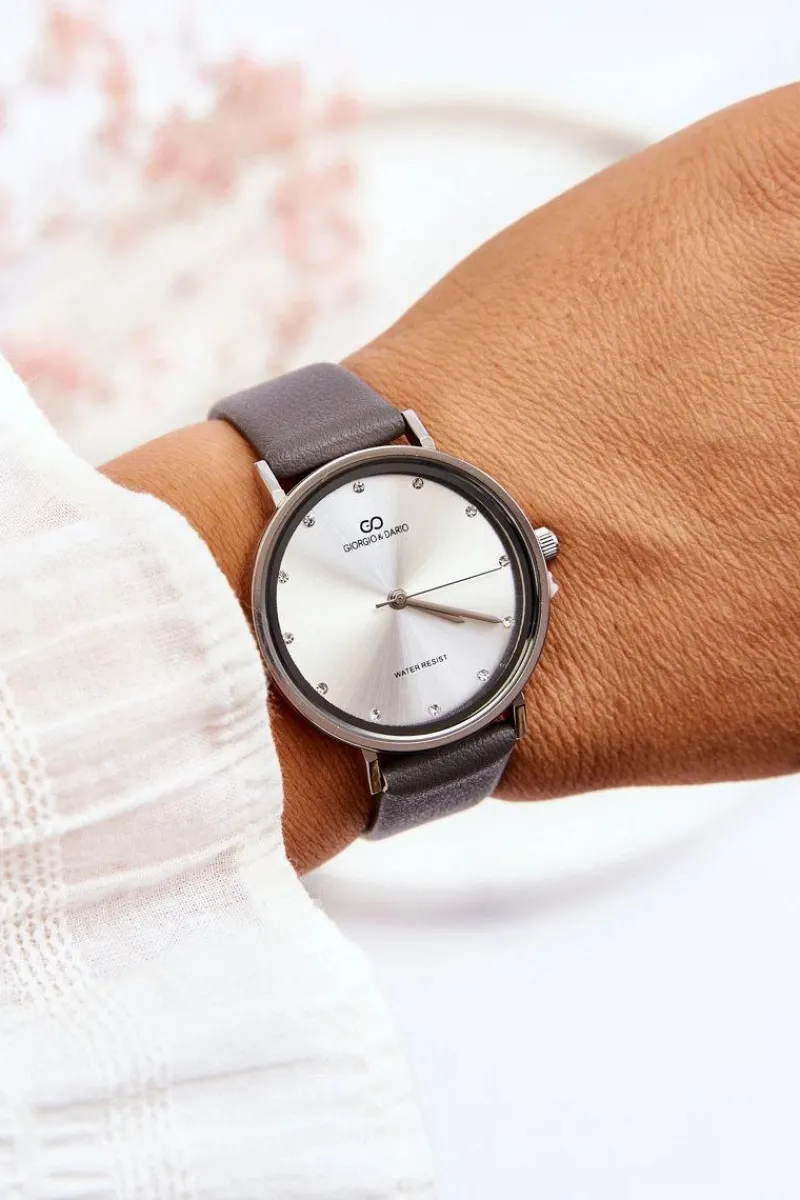 Discount Giorgio&Dario Damski Wodoodporny Analogowy Zegarek Szaro-Srebrny