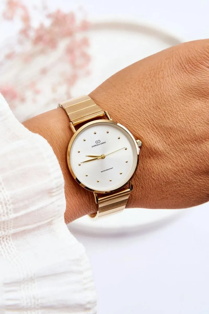 Discount Damski Wodoodporny Analogowy Zegarek Bransoleta Złoto-Srebrny Zegarki