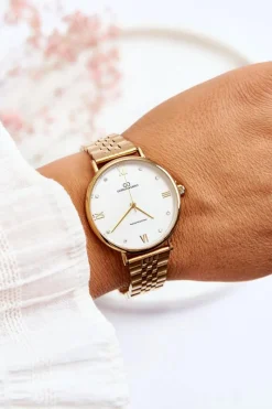 New Damski Wodoodporny Zegarek Jasna Tarcza Giorgio&Dario Złoty Zegarki