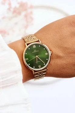 Discount Boto Damski Wodoodporny Zegarek Zielona Tarcza Giorgio&Dario Złoty