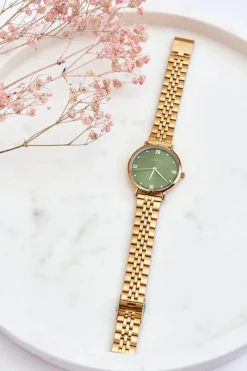 Discount Boto Damski Wodoodporny Zegarek Zielona Tarcza Giorgio&Dario Złoty