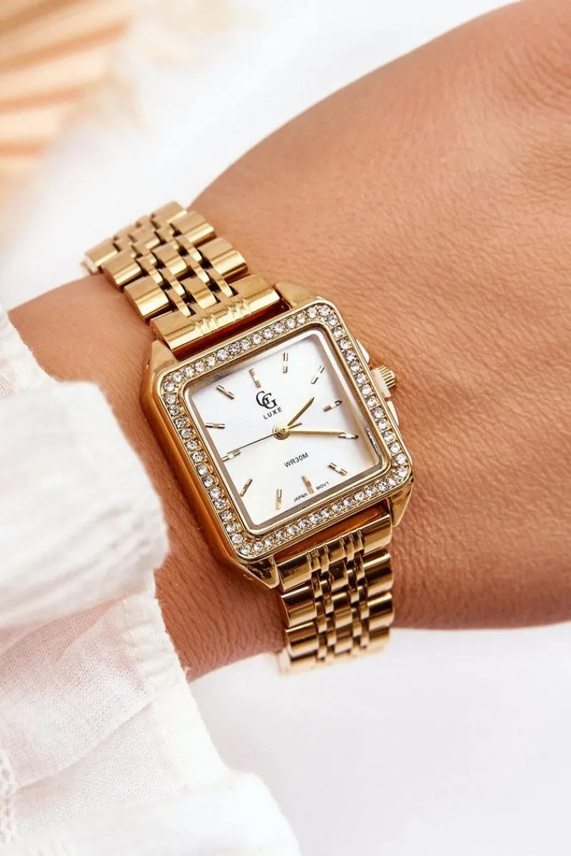 Hot Damski Wodoodporny Zegarek Z Cyrkoniami Złoty Zegarki