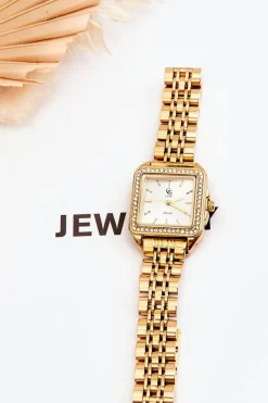 Hot Damski Wodoodporny Zegarek Z Cyrkoniami Złoty Zegarki