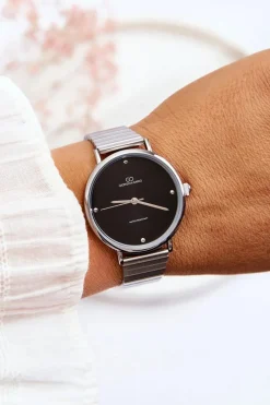 Clearance Damski Wodoodporny Zegarek Na Bransolecie Srebrno-Czarny Zegarki