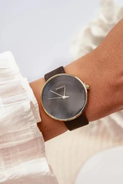 Zegarki>Ernest Damski Zamszowy Analogowy Zegarek Bez Niklu Czarny E94195