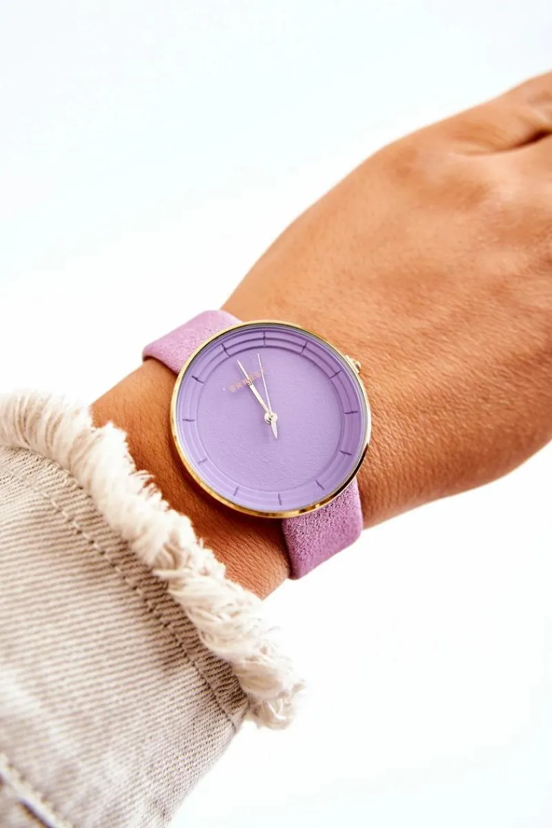 Zegarki>Ernest Damski Zamszowy Analogowy Zegarek Bez Niklu Fioletowy