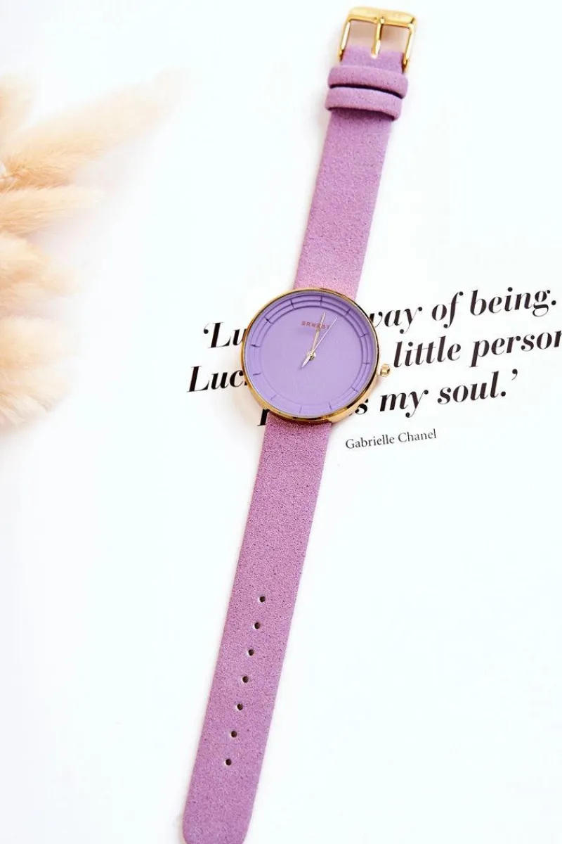 Zegarki>Ernest Damski Zamszowy Analogowy Zegarek Bez Niklu Fioletowy