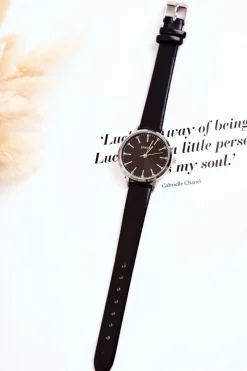 Outlet Damski Zegarek Analogowy Bez Niklu Czarne Zegarki