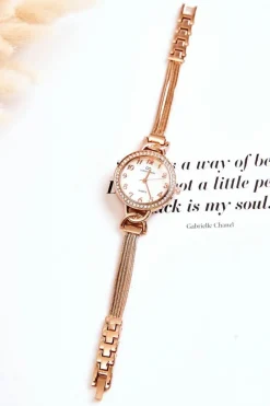 Damski Zegarek Analogowy Giorgio & Dario Z Cyrkoniami Różowe Złoto Zegarki