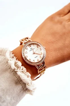 Damski Zegarek Analogowy Giorgio & Dario Z Cyrkoniami Różowe Złoto Zegarki