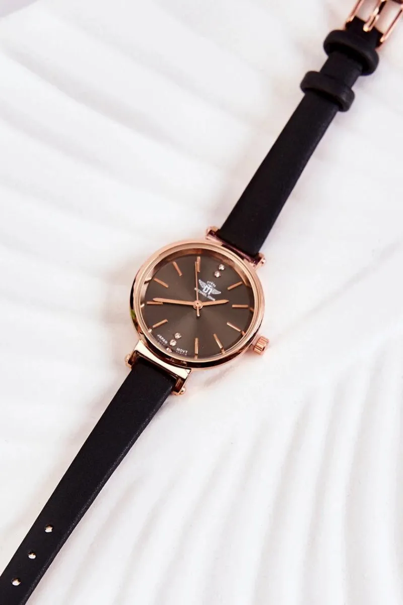 New Damski Zegarek Analogowy Czarny Zegarki